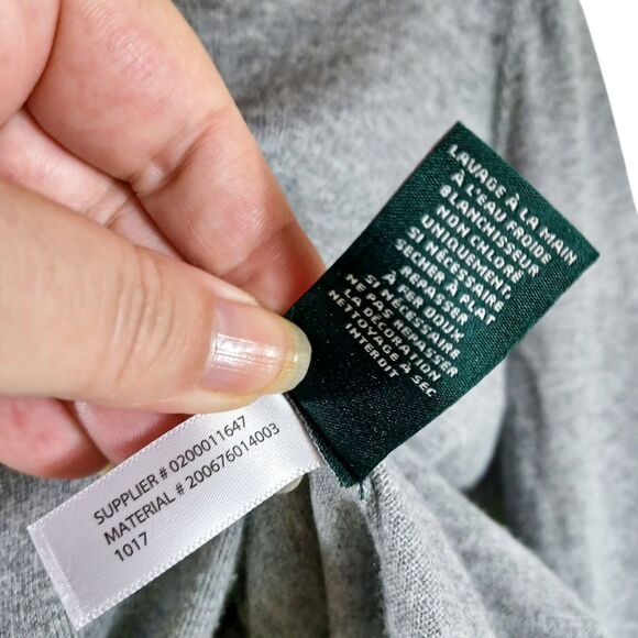 Lauren Ralph Lauren Gray Embellished Jewel Sweater L Lightweight Beaded Knit Top - Picture 7 of 8